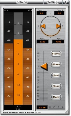 Meter, Fader, and M/S Pan